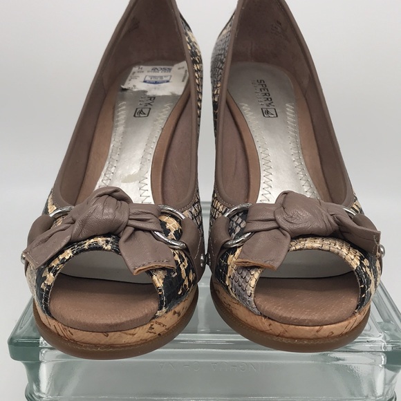 Sperry Wedge Heel Peep-toe NWT Snakeskin Women’s 8 - Picture 4 of 9